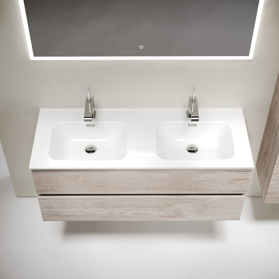 Тумба подвесная с раковиной Sancos Urban 120 см UR120-2EG, дуб галифакс натуральный (раковина Element CN7004) - фото 5