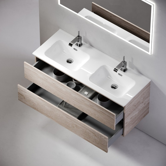 Тумба подвесная с раковиной Sancos Urban 120 см UR120-2EG, дуб галифакс натуральный (раковина Element CN7004) - фото 6