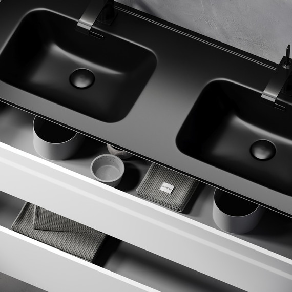 Тумба подвесная с раковиной Sancos Urban 120 см UR120-2W (раковина Element CN7004MB) - фото 7