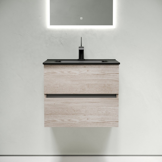 Тумба подвесная с раковиной Sancos Urban 60 см UR60EG, дуб галифакс натуральный (раковина Element CN7001MB) - фото 3