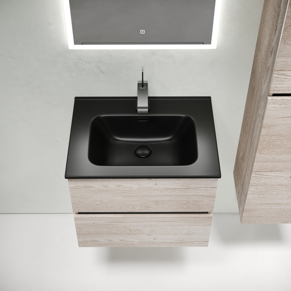 Тумба подвесная с раковиной Sancos Urban 60 см UR60EG, дуб галифакс натуральный (раковина Element CN7001MB) - фото 5