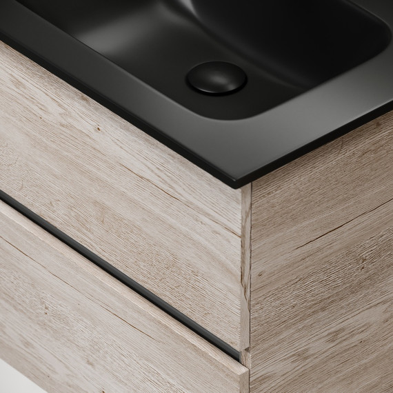 Тумба подвесная с раковиной Sancos Urban 60 см UR60EG, дуб галифакс натуральный (раковина Element CN7001MB) - фото 7