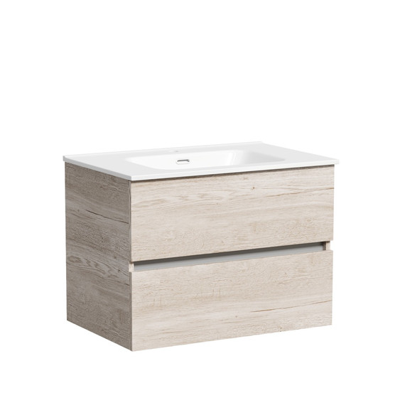 Тумба подвесная с раковиной-столешницей Sancos Urban 70 см UR70EG, дуб галифакс натуральный (раковина Element CN7007) - фото, картинка  Тумба подвесная с раковиной-столешницей Sancos Urban 70 см UR70EG, дуб галифакс натуральный (раковина Element CN7007) - фото