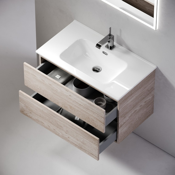 Тумба подвесная с раковиной-столешницей Sancos Urban 70 см UR70EG, дуб галифакс натуральный (раковина Element CN7007) - фото, картинка 6 Тумба подвесная с раковиной-столешницей Sancos Urban 70 см UR70EG, дуб галифакс натуральный (раковина Element CN7007) - фото 6