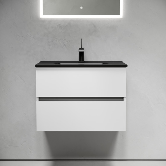 Тумба подвесная с раковиной-столешницей Sancos Urban 70 см UR70W (раковина Element CN7007MB) - фото, картинка  Тумба подвесная с раковиной-столешницей Sancos Urban 70 см UR70W (раковина Element CN7007MB) - фото