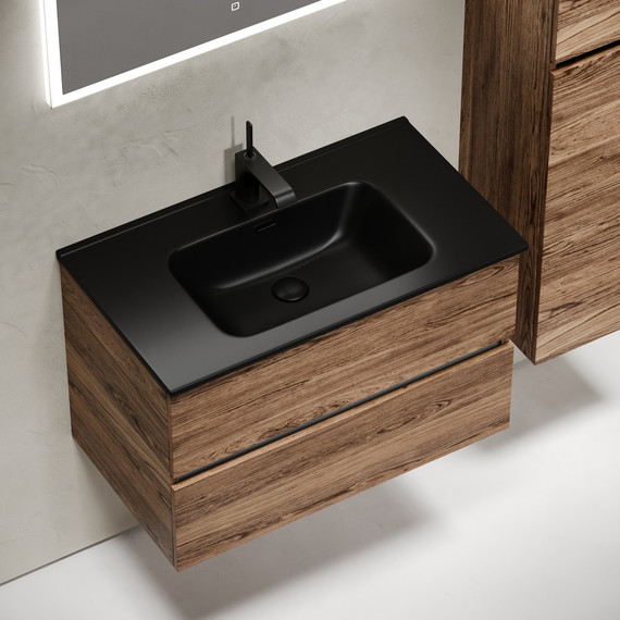 Тумба подвесная с раковиной-столешницей Sancos Urban 80 см UR80ECH, дуб чарльстон (раковина Element CN7005MB) - фото 4