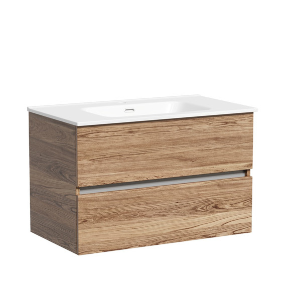 Тумба подвесная с раковиной-столешницей Sancos Urban 80 см UR80ECH, дуб чарльстон (раковина Element CN7005) - фото 2