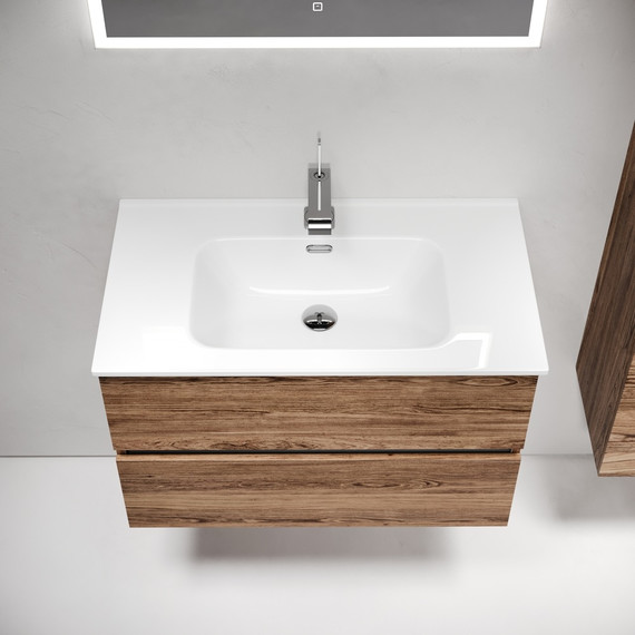 Тумба подвесная с раковиной-столешницей Sancos Urban 80 см UR80ECH, дуб чарльстон (раковина Element CN7005) - фото 5