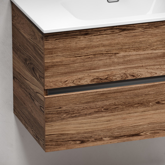 Тумба подвесная с раковиной-столешницей Sancos Urban 80 см UR80ECH, дуб чарльстон (раковина Element CN7005) - фото 6