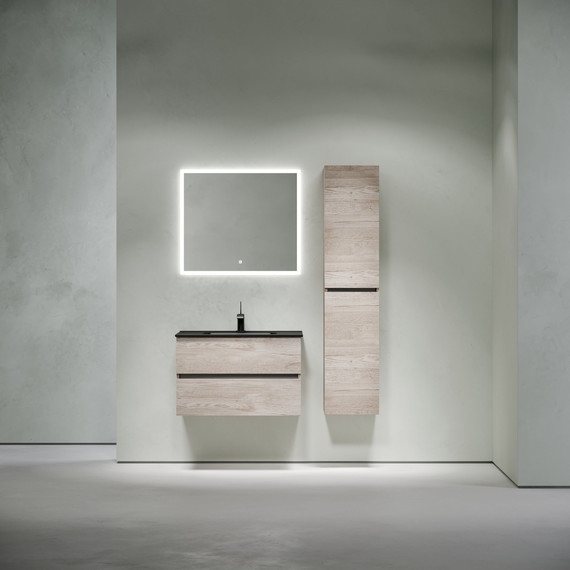 Тумба подвесная с раковиной-столешницей Sancos Urban 80 см UR80EG, дуб галифакс натуральный (раковина Element CN7005MB) - фото 9