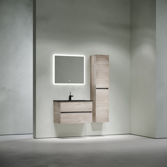 Тумба подвесная с раковиной-столешницей Sancos Urban 80 см UR80EG, дуб галифакс натуральный (раковина Element CN7005MB) - фото 8