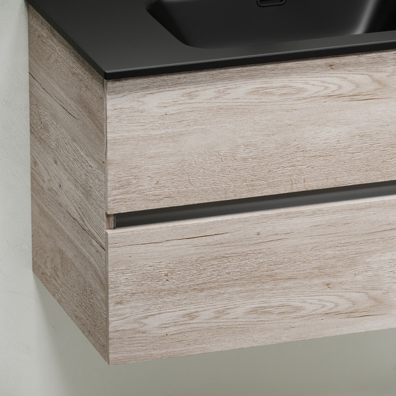 Тумба подвесная с раковиной-столешницей Sancos Urban 80 см UR80EG, дуб галифакс натуральный (раковина Element CN7005MB) - фото 7