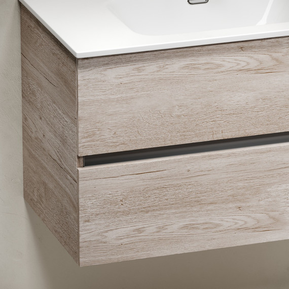 Тумба подвесная с раковиной-столешницей Sancos Urban 80 см UR80EG, дуб галифакс натуральный (раковина Element CN7005) - фото 7