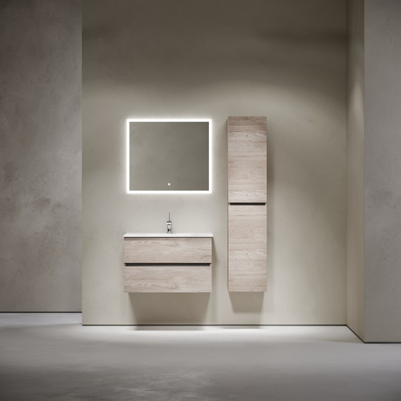 Тумба подвесная с раковиной-столешницей Sancos Urban 80 см UR80EG, дуб галифакс натуральный (раковина Element CN7005) - фото 9