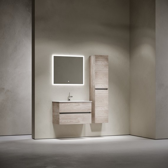 Тумба подвесная с раковиной-столешницей Sancos Urban 80 см UR80EG, дуб галифакс натуральный (раковина Element CN7005) - фото 8