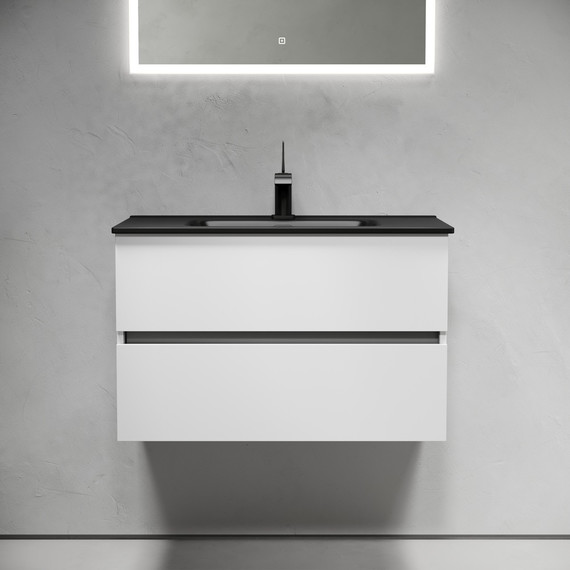 Тумба подвесная с раковиной-столешницей Sancos Urban 80 см UR80W (раковина Element CN7005MB) - фото 4