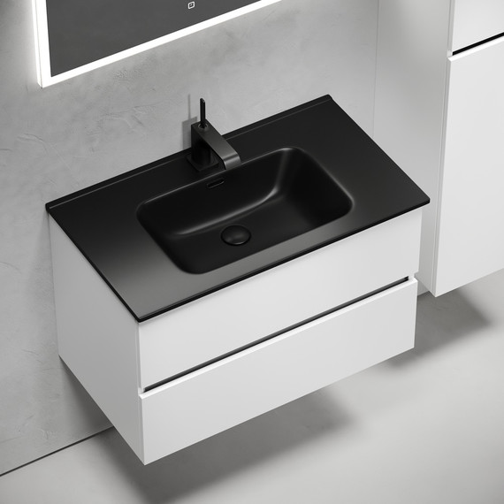 Тумба подвесная с раковиной-столешницей Sancos Urban 80 см UR80W (раковина Element CN7005MB) - фото 5