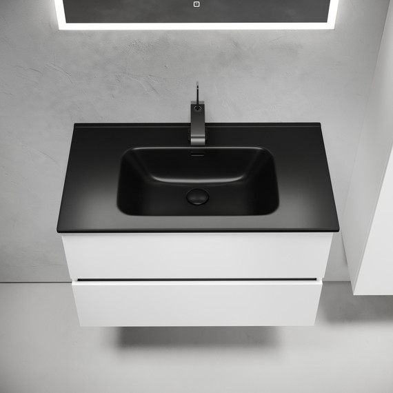 Тумба подвесная с раковиной-столешницей Sancos Urban 80 см UR80W (раковина Element CN7005MB) - фото 