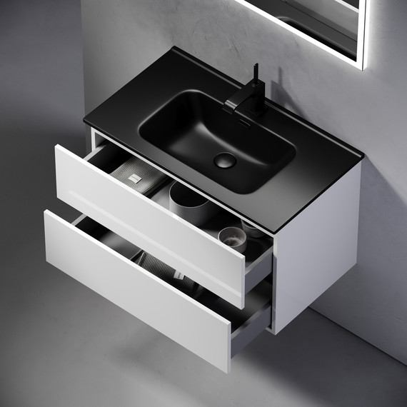 Тумба подвесная с раковиной-столешницей Sancos Urban 80 см UR80W (раковина Element CN7005MB) - фото 6