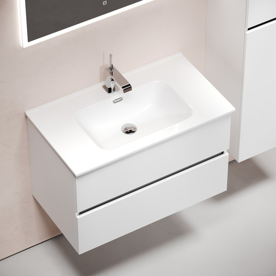 Тумба подвесная с раковиной-столешницей Sancos Urban 80 см UR80W (раковина Element CN7005) - фото 5