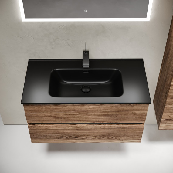 Тумба подвесная с раковиной-столешницей Sancos Urban 90 см UR90ECH, дуб чарльстон (раковина Element CN7002MB) - фото 5