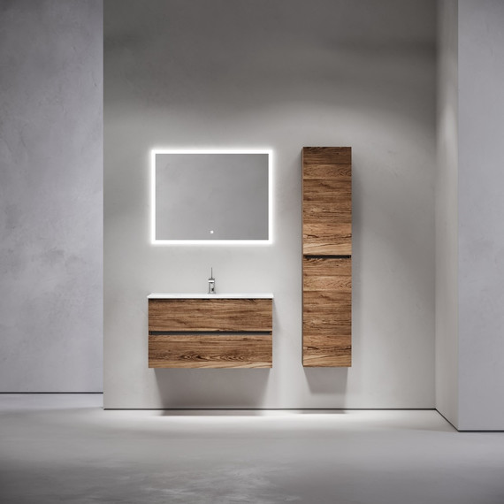 Тумба подвесная с раковиной-столешницей Sancos Urban 90 см UR90ECH, дуб чарльстон (раковина Element CN7002) - фото 8