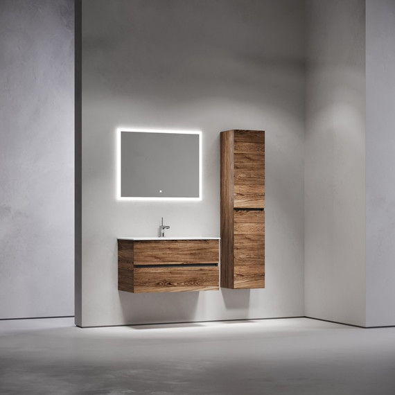 Тумба подвесная с раковиной-столешницей Sancos Urban 90 см UR90ECH, дуб чарльстон (раковина Element CN7002) - фото 7