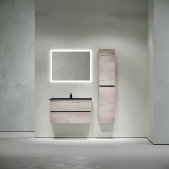 Тумба подвесная с раковиной-столешницей Sancos Urban 90 см UR90EG, дуб галифакс натуральный (раковина Element CN7002MB) - фото 9