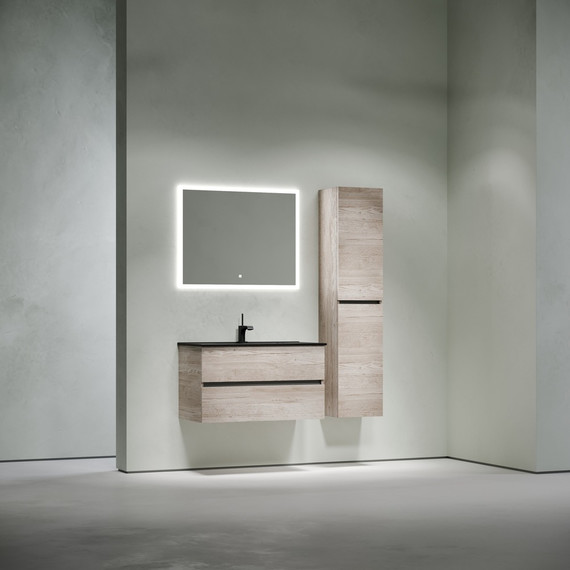 Тумба подвесная с раковиной-столешницей Sancos Urban 90 см UR90EG, дуб галифакс натуральный (раковина Element CN7002MB) - фото 8