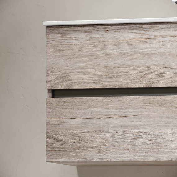 Тумба подвесная с раковиной-столешницей Sancos Urban 90 см UR90EG, дуб галифакс натуральный (раковина Element CN7002) - фото 7