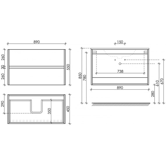 Тумба подвесная с раковиной-столешницей Sancos Urban 90 см UR90W (раковина Element CN7002MB) - фото 13