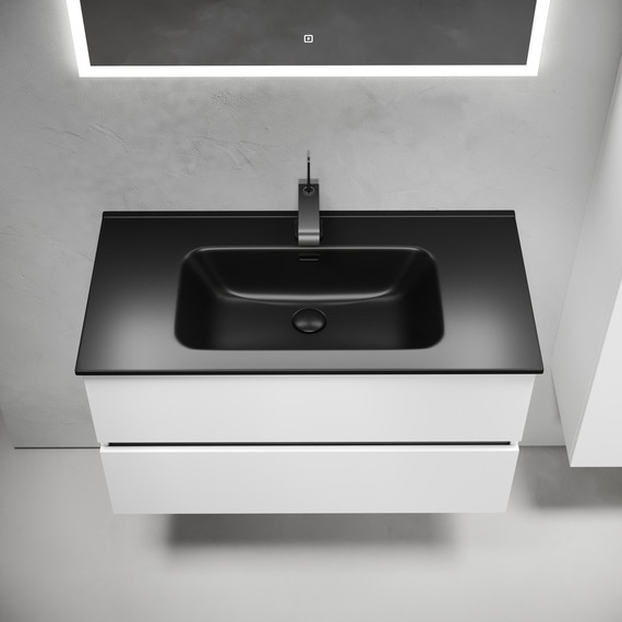 Тумба подвесная с раковиной-столешницей Sancos Urban 90 см UR90W (раковина Element CN7002MB) - фото 6