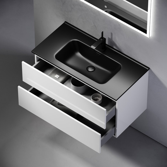 Тумба подвесная с раковиной-столешницей Sancos Urban 90 см UR90W (раковина Element CN7002MB) - фото 7