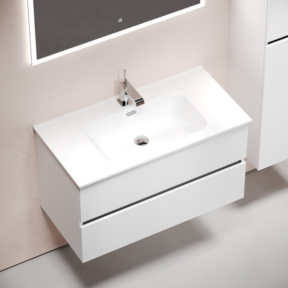 Тумба подвесная с раковиной-столешницей Sancos Urban 90 см UR90W (раковина Element CN7002) - фото 4