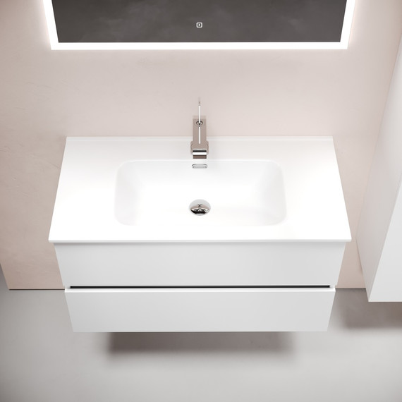 Тумба подвесная с раковиной-столешницей Sancos Urban 90 см UR90W (раковина Element CN7002) - фото 5