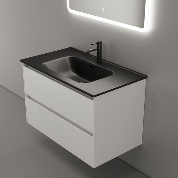 Тумба подвесная с раковиной-столешницей Sancos Cento 80 см CN80W (раковина Element CN7005MB) - фото 3