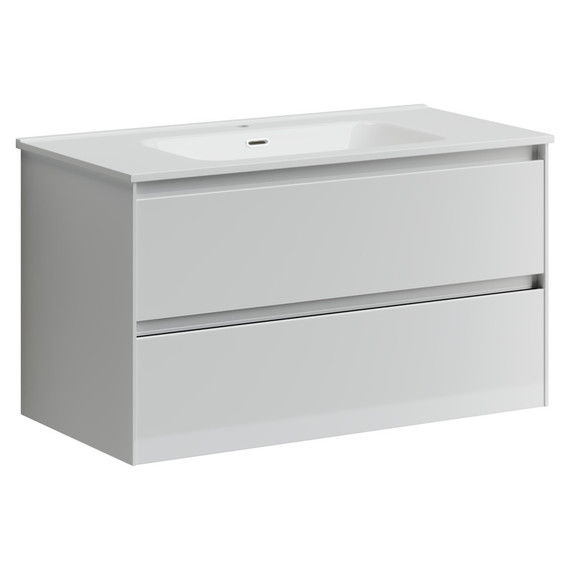 Тумба подвесная с раковиной-столешницей Sancos Cento 90 см CN90W (раковина Element CN7002) - фото 