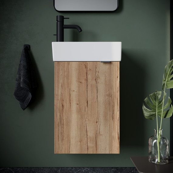 Тумба подвесная с раковиной Sancos Mini 37 см MN35EGL L, дуб галифакс натуральный - фото 3