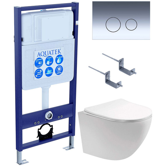 Инсталляция с подвесным унитазом комплект: Aquatek Set INS-0000012 с подвесным безободковым унитазом Европа AQ1901-00 сиденье микролифт, крепление, кнопка смыва хром глянцевый - фото, картинка  Инсталляция с подвесным унитазом комплект: Aquatek Set INS-0000012 с подвесным безободковым унитазом Европа AQ1901-00 сиденье микролифт, крепление, кнопка смыва хром глянцевый - фото