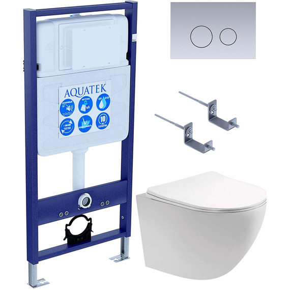 Инсталляция с подвесным унитазом комплект: Aquatek Set INS-0000012 с подвесным безободковым унитазом Европа AQ1901-00 сиденье микролифт, крепление, кнопка смыва хром матовый - фото, картинка  Инсталляция с подвесным унитазом комплект: Aquatek Set INS-0000012 с подвесным безободковым унитазом Европа AQ1901-00 сиденье микролифт, крепление, кнопка смыва хром матовый - фото
