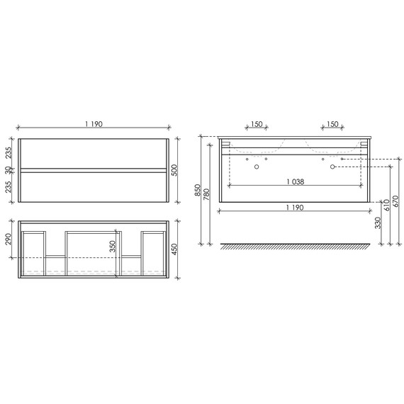 Тумба подвесная с раковиной Sancos Smart 120 см SM120-2E, дуб бардолино/белый - фото 6