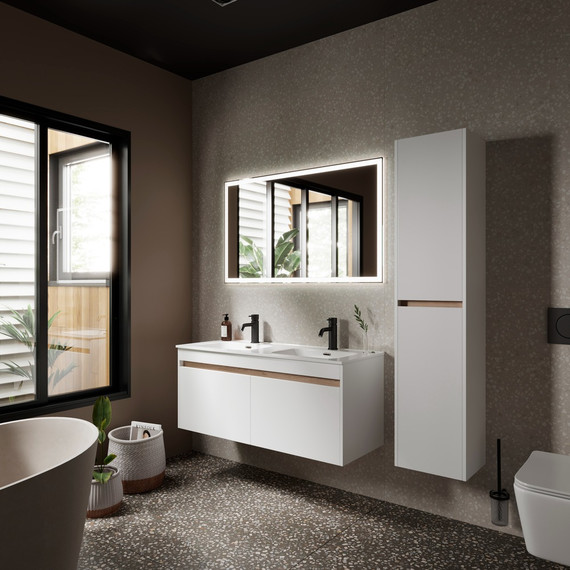 Тумба подвесная с раковиной Sancos Smart 120 см SM120-2W - фото 4