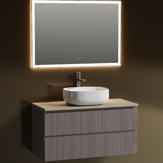 Тумба подвесная с раковиной Sancos Snob T 100 см SNT100SM, Doha Soft (раковина Element  CN6018, столешница TT100A2X) - фото 9