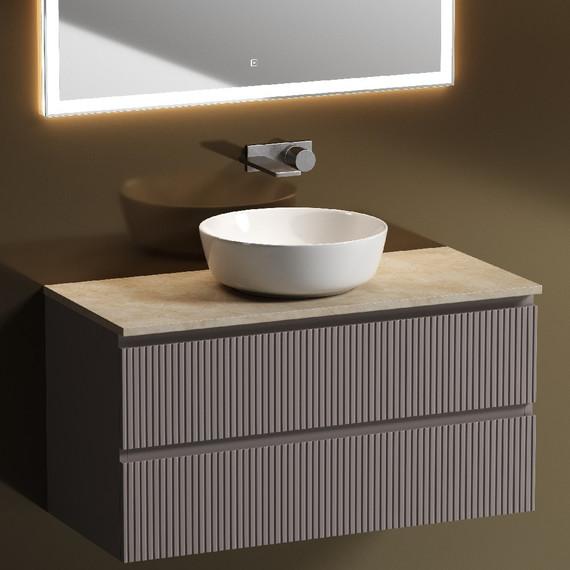 Тумба подвесная с раковиной Sancos Snob T 100 см SNT100SM, Doha Soft (раковина Element  CN6013, столешница TT100A2) - фото 4