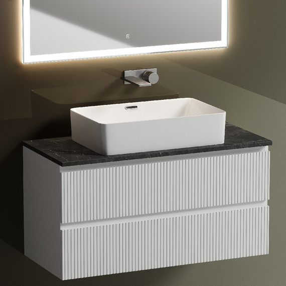 Тумба подвесная с раковиной Sancos Snob T 100 см SNT100W, Bianco (раковина Element CN5025, столешница TT100A1) - фото 9