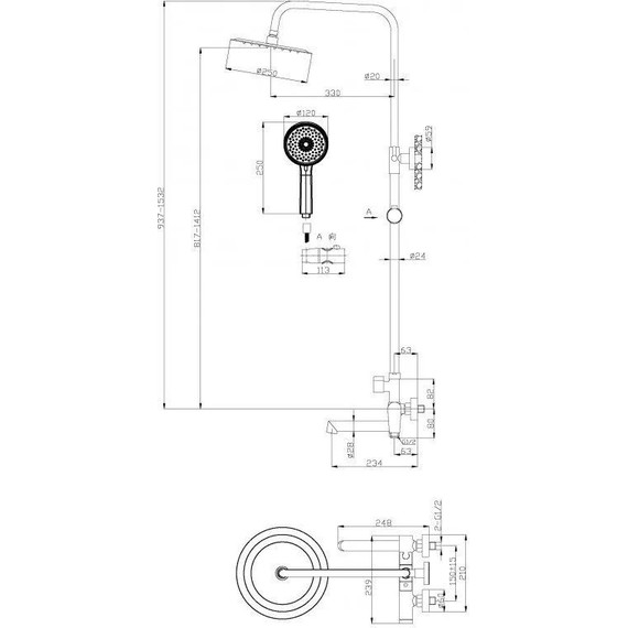 Набор 2 в 1: Душевое ограждение BelBagno (85-100)х(85-100) см UNIQUE-A-2-85/100-C-Cr + Душевая стойка BelBagno UNIQUE-VSCM-CRM - фото, картинка 9 Набор 2 в 1: Душевое ограждение BelBagno (85-100)х(85-100) см UNIQUE-A-2-85/100-C-Cr + Душевая стойка BelBagno UNIQUE-VSCM-CRM - фото 9