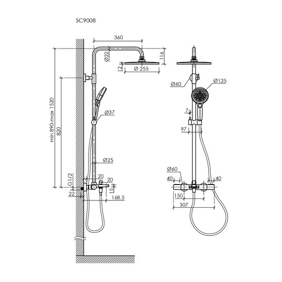Душевая стойка с термостатом Sancos Etna SC9008CH - фото 2