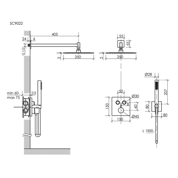 Душевая система для душа с термостатом Sancos Linn SC9022CH - фото 2