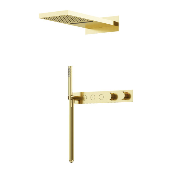 Душевая система для душа с термостатом Sancos Linn SC9023BG, брашированное золото - фото 