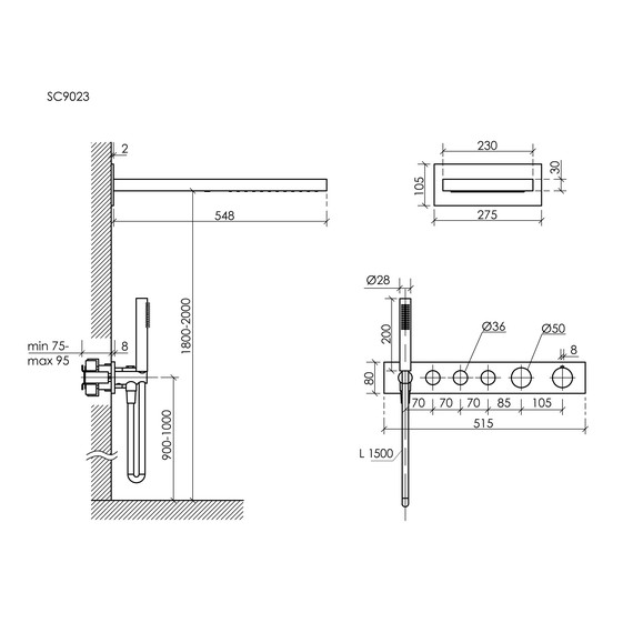 Душевая система для душа с термостатом Sancos Linn SC9023CH - фото 2